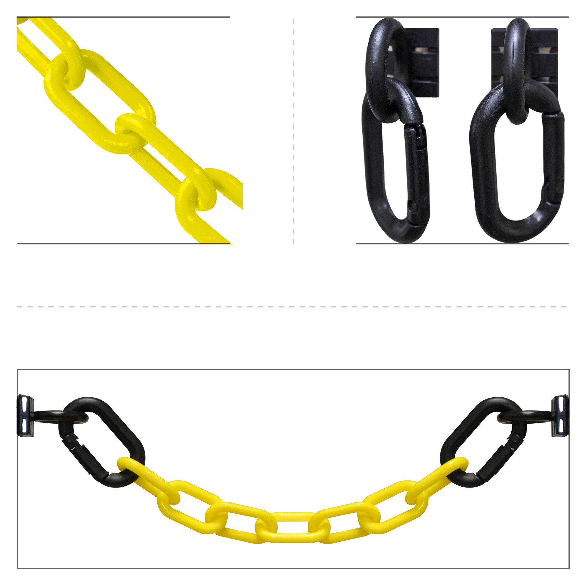Mr. Chain Loading Dock Kit — Yellow Plastic Safety Chain, Magnetic Ring and Carabiner, Model# 72302